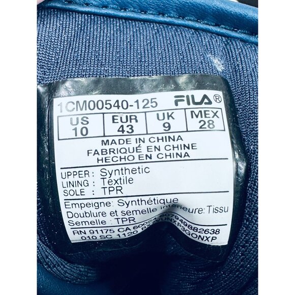 Fila Mens High-Top Sneakers White/Red/Blue Leather Lace-Up & Hook-And-Loop Strap - Picture 8 of 8